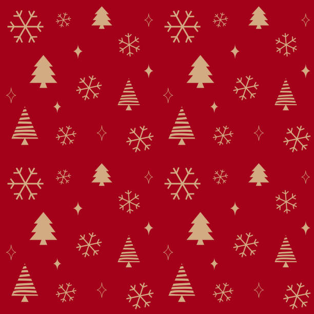 istock Christmas Seamless pattern of snowflakes and Christmas tree vector in red background 2156382386