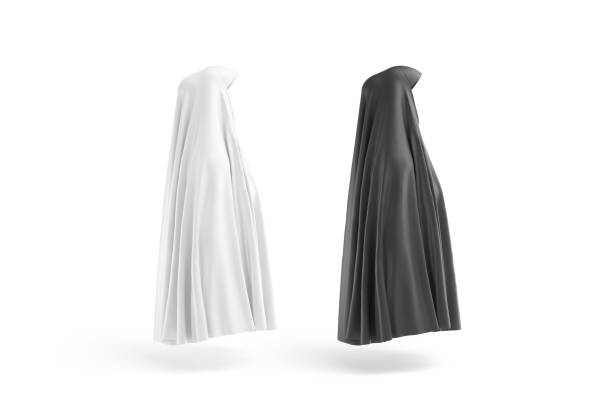 istock Blank black and white female chador mockup, profile view 2156383164