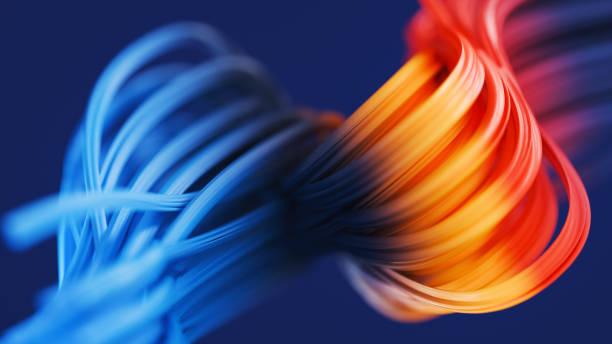 Abstract background Abstract background of colorful thin wavy wires ribbon flow stock pictures, royalty-free photos & images