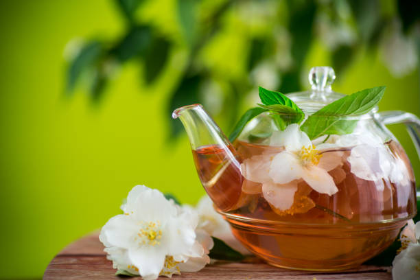 istock jasmine flower tea in a glass teapot 2156385083