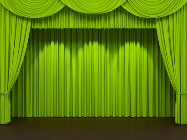 istock Luxury stage or windows curtains, realistic 3D illustration 2156387884