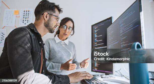 Computer Programming Latin Answer Hispanic Latin American Couple Software Engineer Developer Use Computer ...