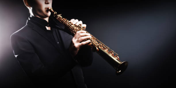 istock Saxophone soprano player. Saxophonist musician playing jazz 2156393292