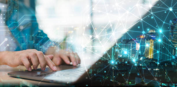 istock Market solution global network background. Businessman use computer laptop office. Business internet connection. Technology digital marketing, financial banking, Digital link tech big data concept 2156393352