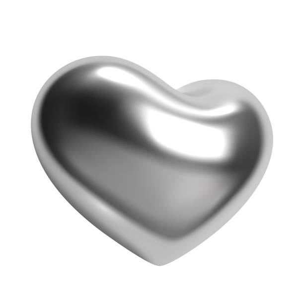 istock Chrome heart with sleek silver surface, 3d y2k element for love and valentine themes 2156393470