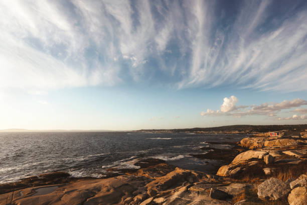 The shore of Peggy's Cove, along the coast of Nova Scotia, Canada. Shot with a Canon 5D Mark IV.