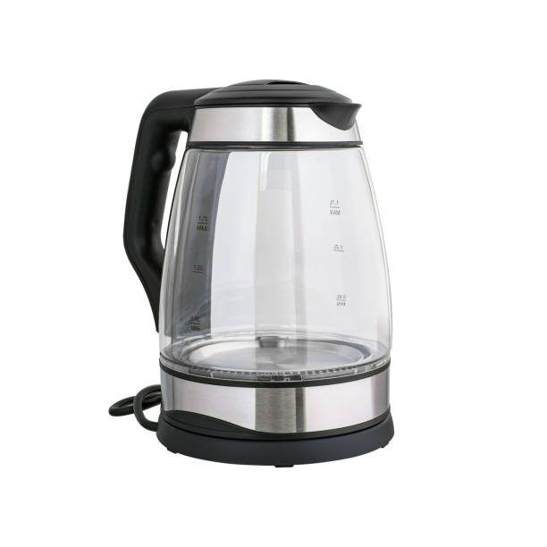 glass electric kettle for boiling water. isolated on a white background. close-up.