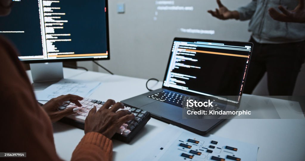 Software Engineer Developer Use Laptop Computer Program Coding ...
