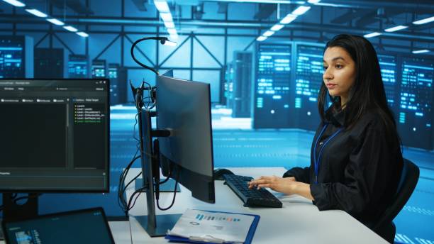 istock Woman checking servers bottlenecks leading to malfunctions 2156403371