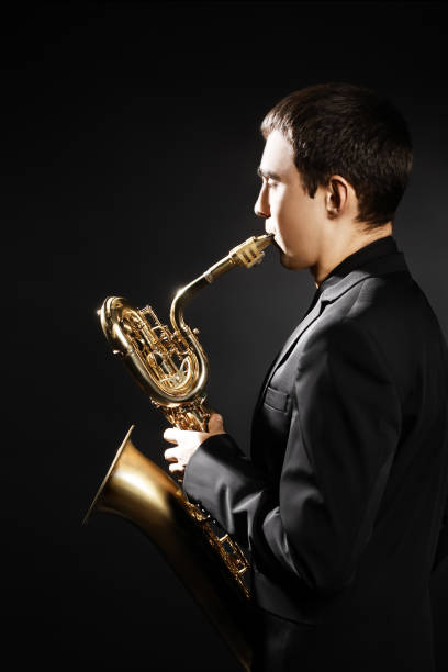 istock Saxophone baritone player Jazz musician saxophonist 2156407242