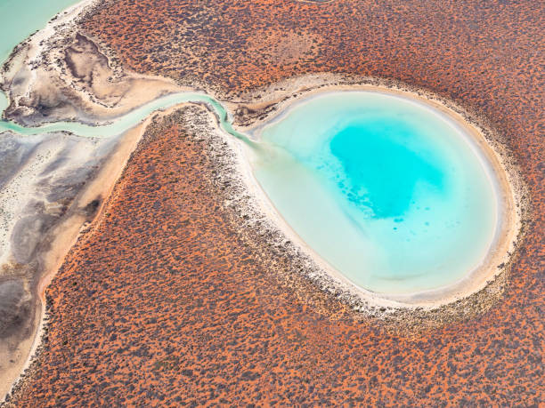 istock Remote coast line and lagoon from above 2156409715