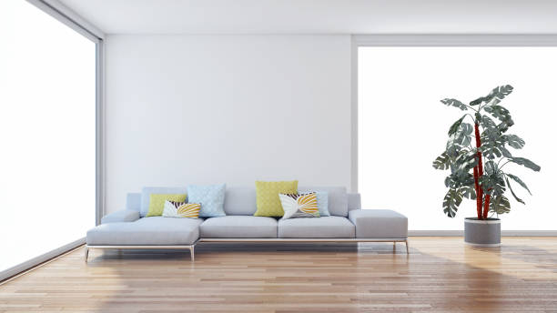 istock Large luxury modern bright interiors Living room mockup illustration 3D rendering image 2156413824