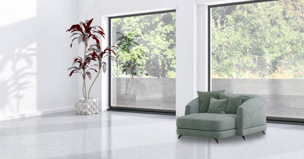 istock Large luxury modern bright interiors Living room mockup illustration 3D rendering image 2156414665