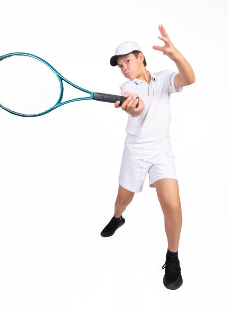 istock Child in tennis player's pose 2156415789