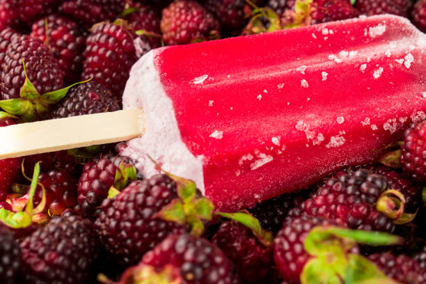 istock Red frozen blackberry ice cream stick 2156417383
