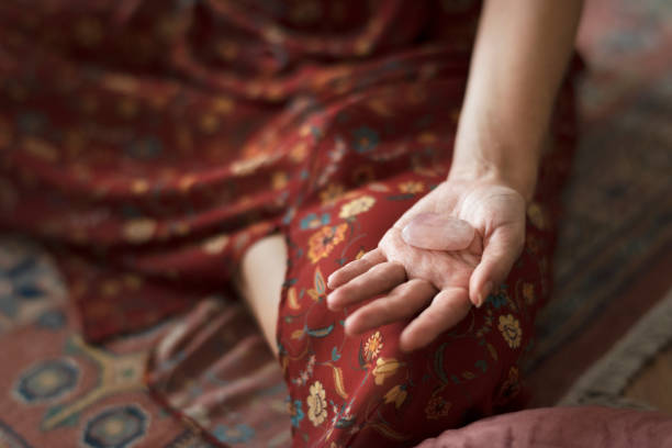 istock Woman doing meditating in a minimal home 2156433350