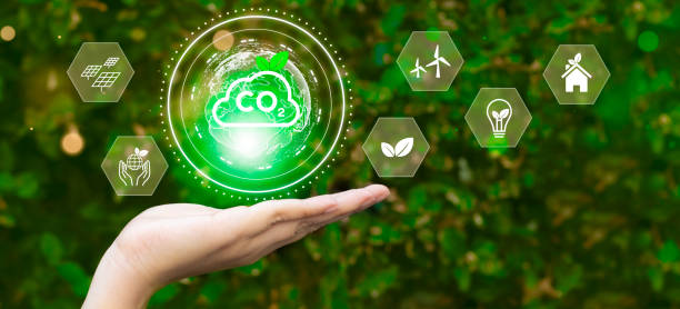istock Reduce CO2 emission concept in the hand for environmental, global warming, Sustainable development and green business based on renewable energy. 2156434166
