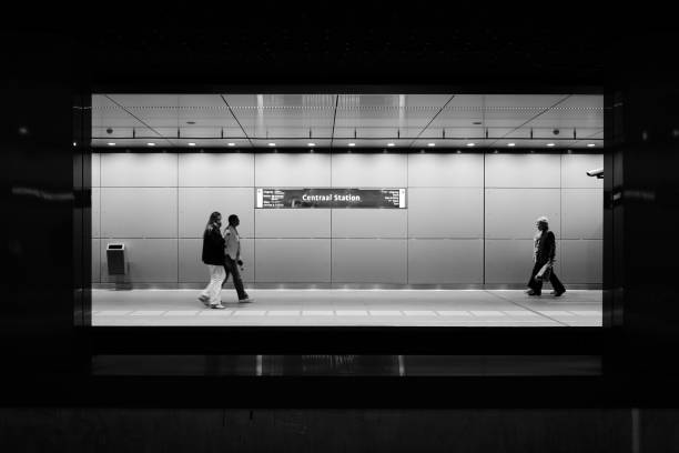 Passengers on the subway metro train station at Amsterdam Central station
