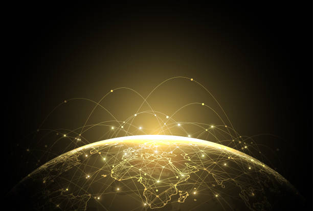 istock Global network connection. World map point and line composition concept of global business. Vector Illustration 2156437480
