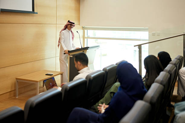 istock Saudi professor conducting lecture in university 2156439507