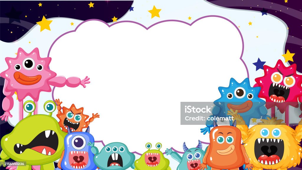 Simple Monster Backgrounds Cute Monsters With A Space Background Stock Illustration - Download ...