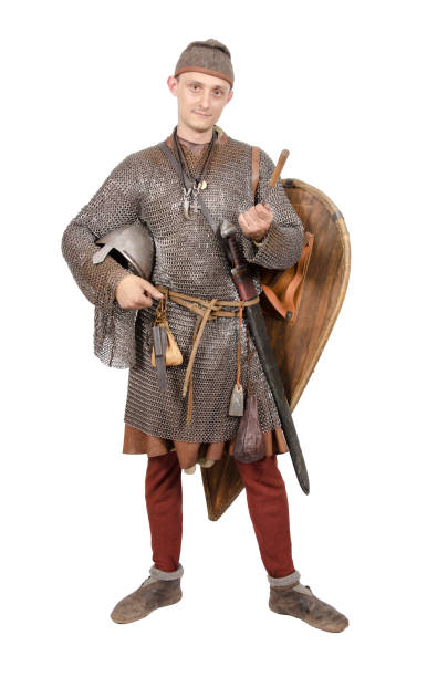 istock Norman knight dressed warrior 2nd half of the 11th century. Isolated on white 2156440419