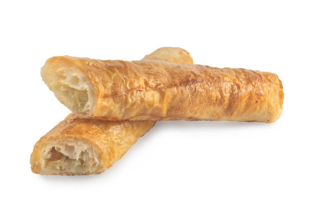 istock Puff pastry with potato and cabbage over white 2156442502