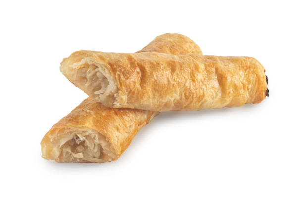istock Puff pastry with potato and cabbage isolated on white background. 2156442503