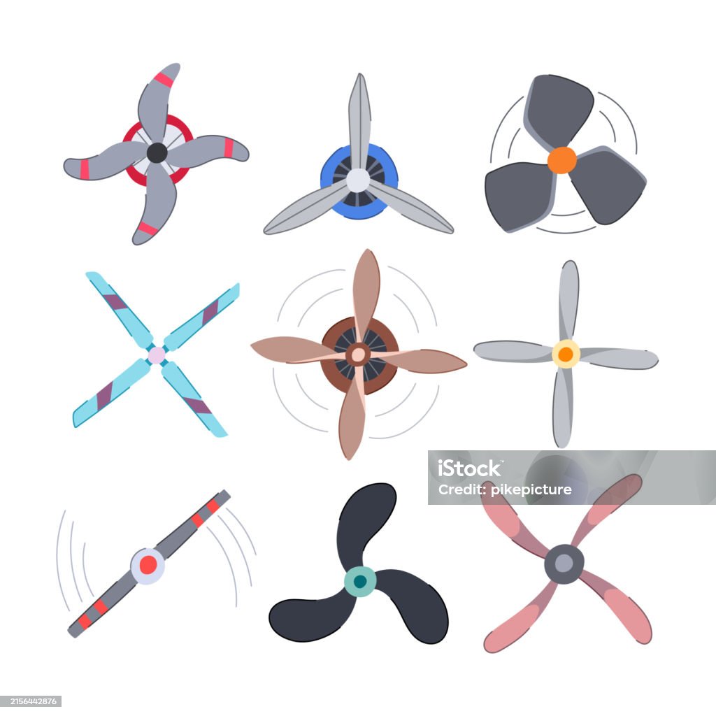 Cartoon Propellar Propeller Set Cartoon Vector Illustration Stock Illustration - Download ...