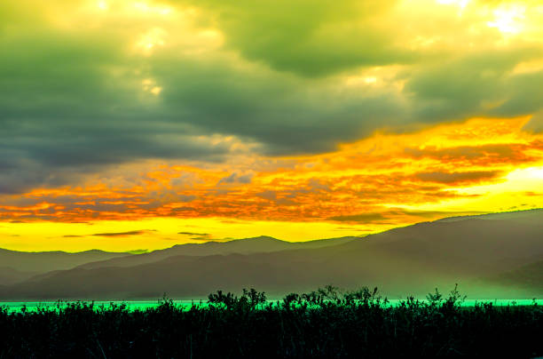 View of Doi Tao Lake during sunset in Chiang Mai Province, Thailand.