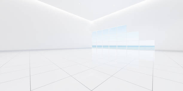 istock 3d rendering of white tile floor for background. 2156444557