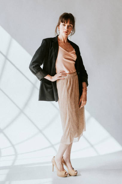black blazer and brown shoes