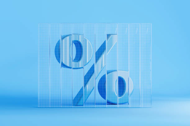 istock Percentage sign behind glass wall on blue background 2156447506