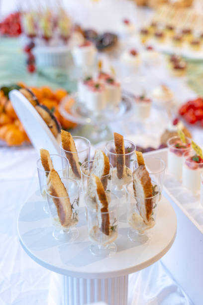 Desserts, bread, and some pastries at the dinner party
