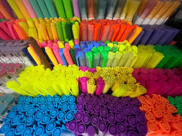 istock Colorful highlighter pens on the shelf. highlighter full set 2156455690