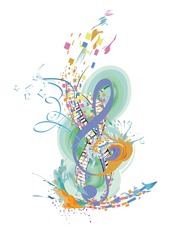 Abstract Treble Clef Abstract Musical Design With A Treble Clef And Colorful Splashes Notes ...