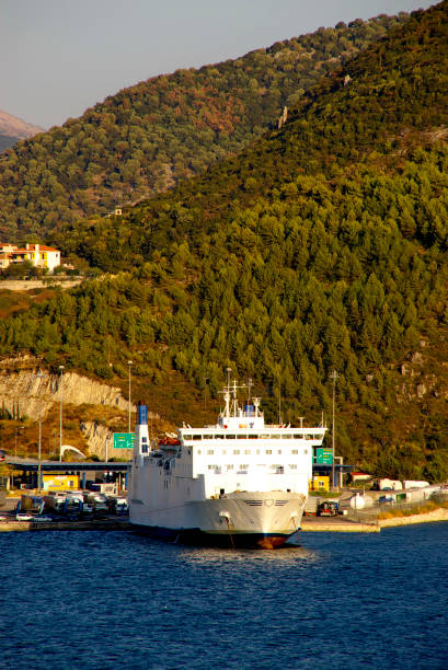 ferry in the Igoumenitsa port in golden hour