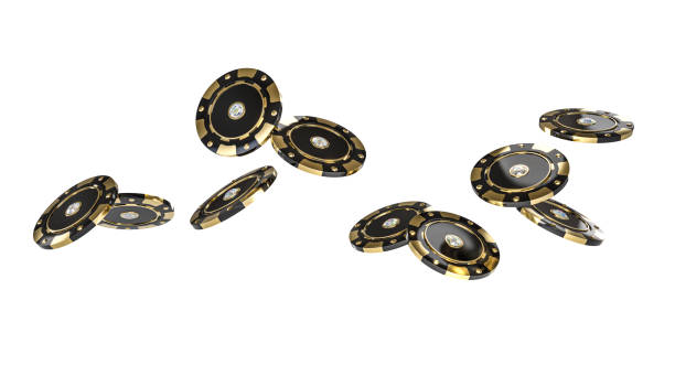 istock Black and gold casino chips falling 2156468029