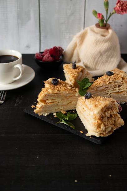 istock Napoleon cake. dessert. on a wooden background. Sweet 2156468901