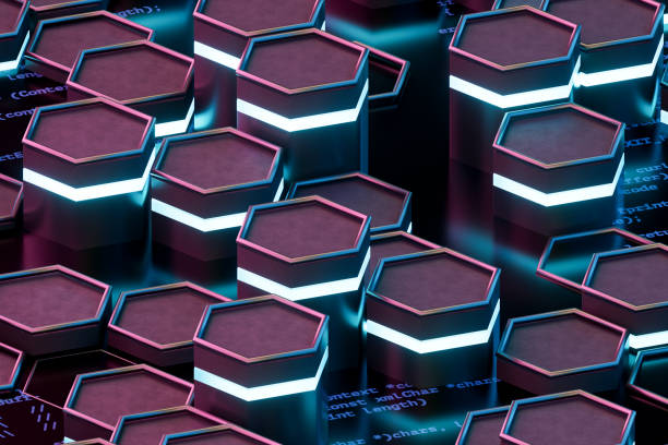 istock Abstract hexagon shapes futuristic technology background 2156474356