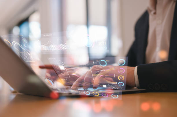 istock Businessman or an analyst uses a computer and dashboard for data business analysis and Data Management System with KPI and metrics connected to the database for technology 2156474519