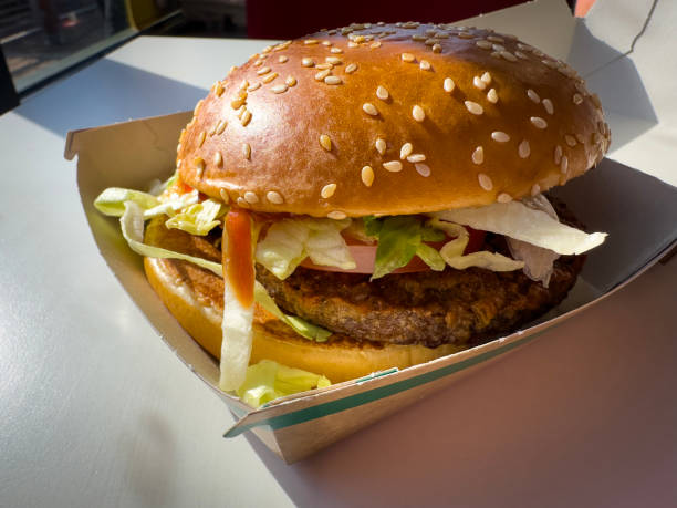 Vegetarian burger at a fast food restaurant