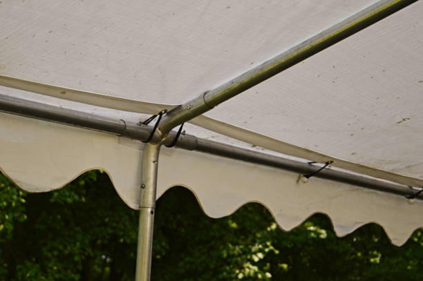 istock White tent roof with iron frame 2156477104