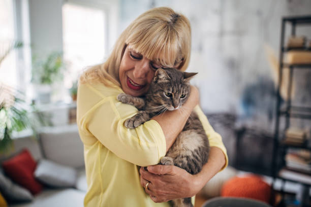 istock Senior woman petting a cat 2156478396