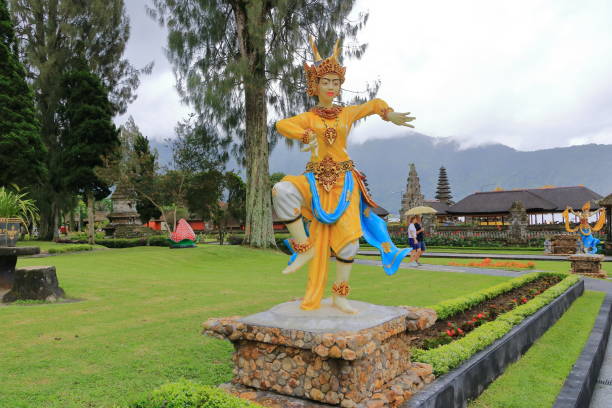 Bali in Indonesia - February 02 2024: people visit the Pura Ulun Danu Beratan Bratan temple