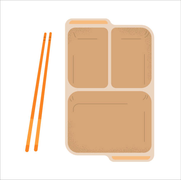 Empty opened bento box vector illustration isolated on white. Empty opened bento box vector illustration isolated on white. lunch box overhead stock illustrations