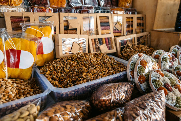 Walnuts for sale at the bazaar market in Yerevan in Armenia.