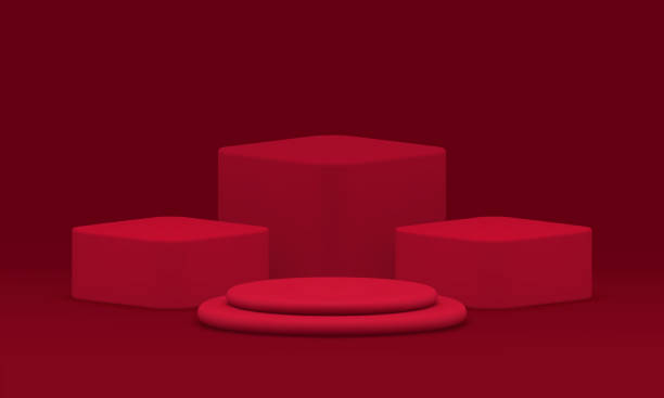 istock 3d cylinder podium pedestal red geometric showroom realistic vector illustration 2156481443