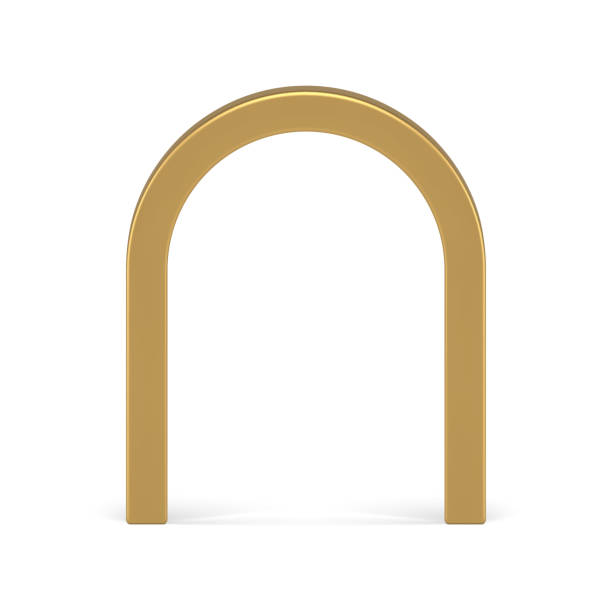 istock Golden premium arch geometric figure construction archway gate entrance front view realistic vector 2156481537