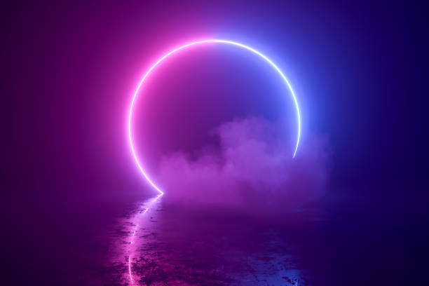 istock Abstract background with ultraviolet neon lights, glowing lines 2156490917